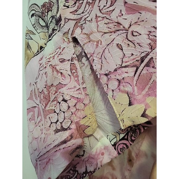 Citron Santa Monica Blouse Silk 3/4 Sleeve Goddess Floral Print Pink Beige 3X - Picture 8 of 8